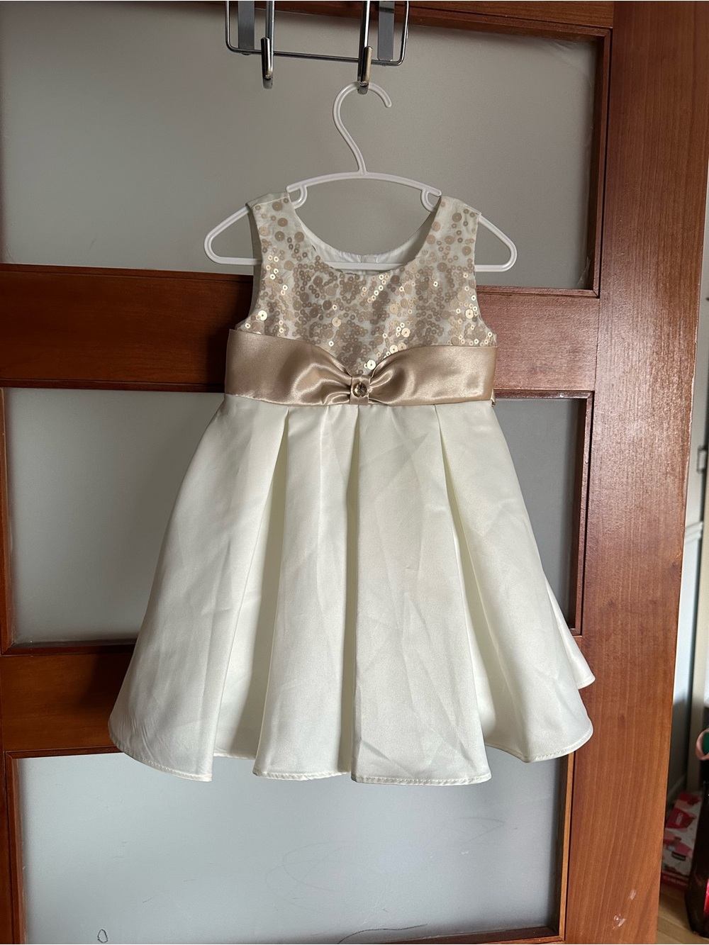 Ivory and Champagne Sequin Bodice Toddler Girls' Party Dress! 2T